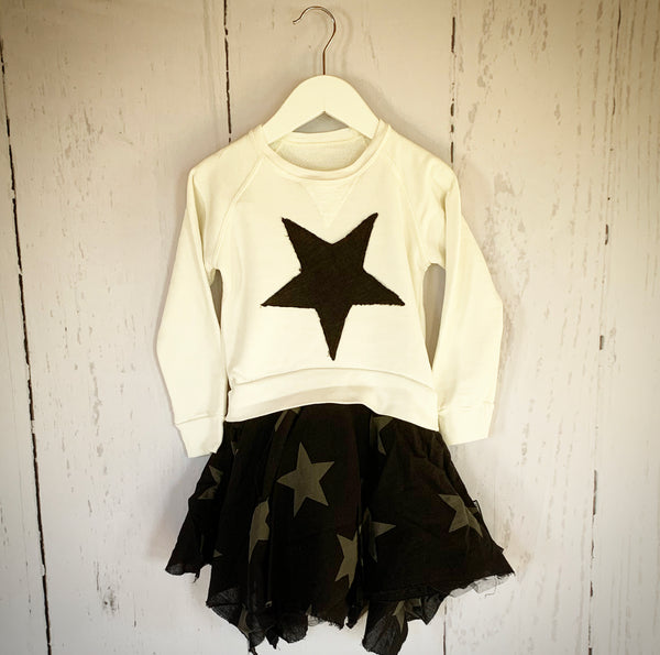 Falling Star Flowy Dress - White - 18-24 For Kids | Nununu Falling Star Flowy Dress - White - 18-24 For Kids | Nununu
