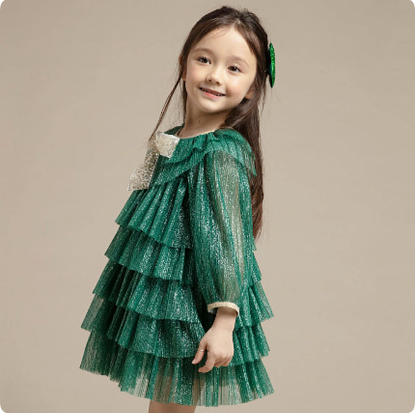 Petite hailey green layered dress