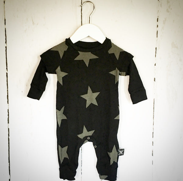 Black Star Playsuit - Double Sleeve (One Size Left - 18-24m)