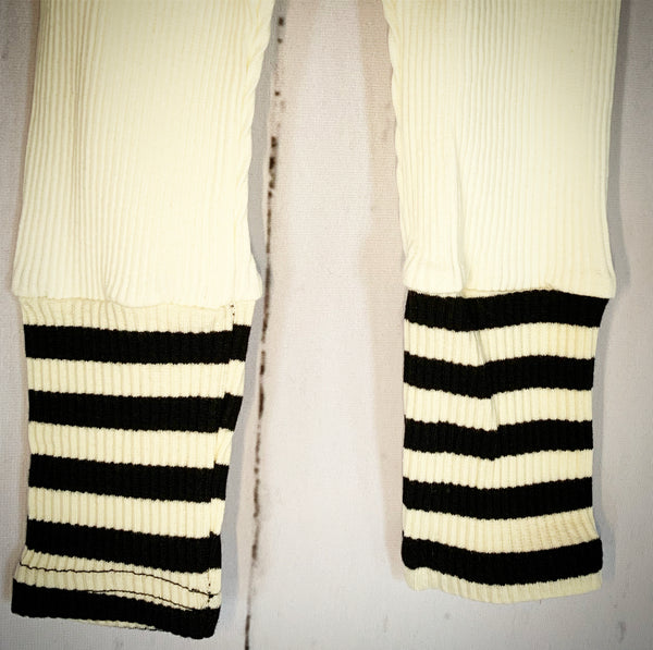Striped Combo Leggings - Ivory