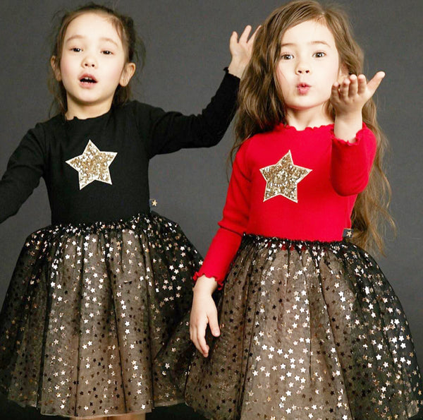 Red and Gold Star Onesie Sparkle TuTu  Dress